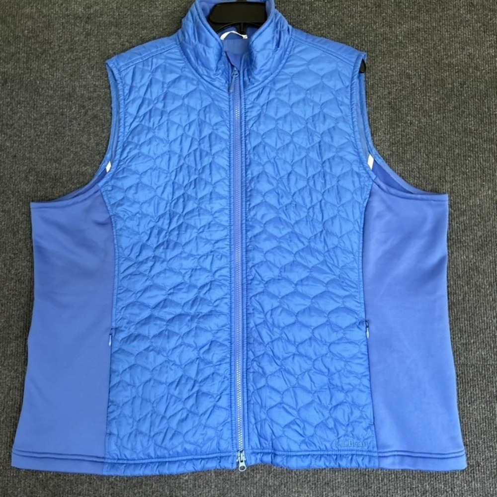 L.L.Bean Vest Womens 3X Blue Quilted Softshell Full Zip Pockets Lightweight